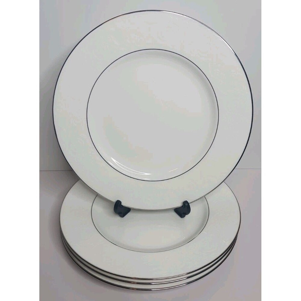Set Of 4 Lenox Artemis Fine Bone China Dinner Plate 10 3/4 Inch Platinum Rim